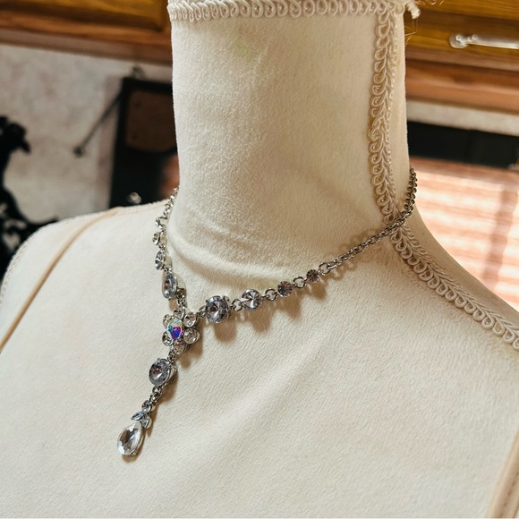 Mariell elegant rivoli glass stone y drop necklace NWT - Picture 4 of 9